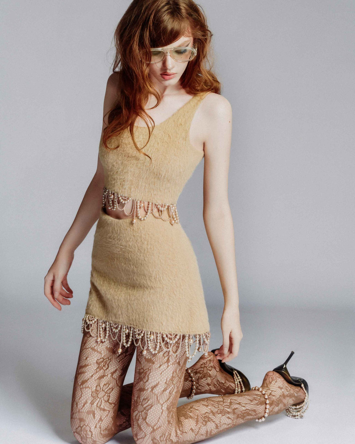 MUST HAVE Pearl fringe nude beige set (Seperate) — Must Have
