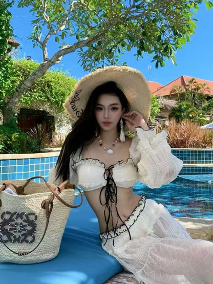 Island Muse White Bikini & Maxi Skirt Set image 4