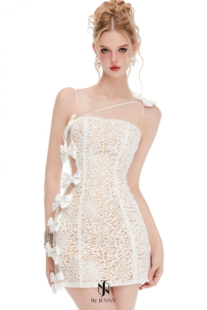 [品牌授权] BY JENNY White Bow Mini Dress