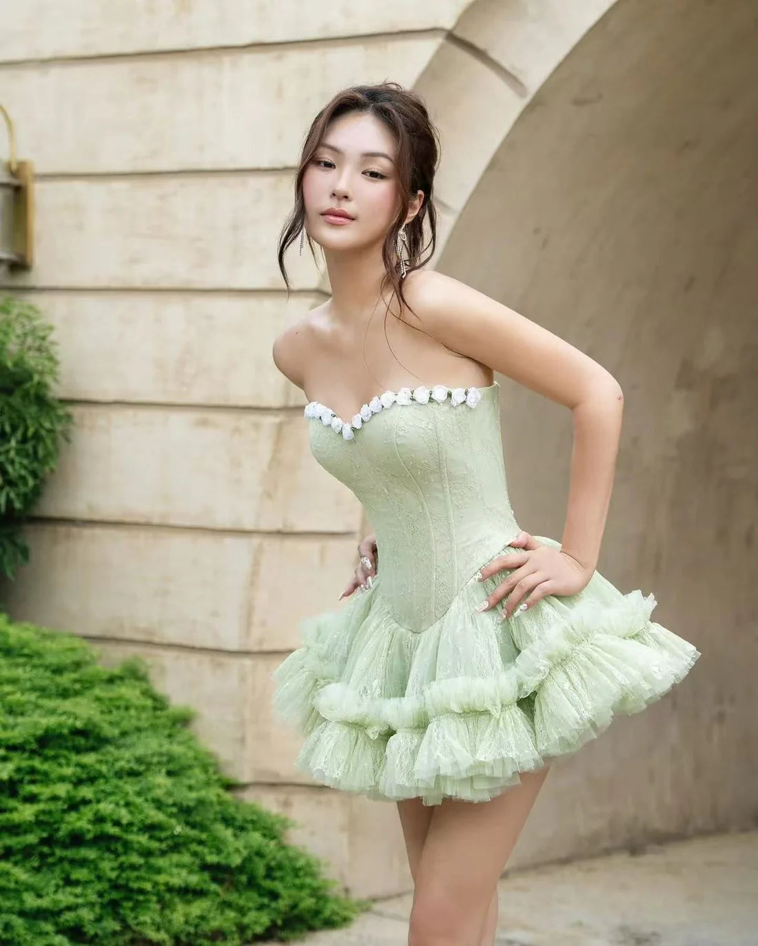 LANE Cì Bloom Dress-Green