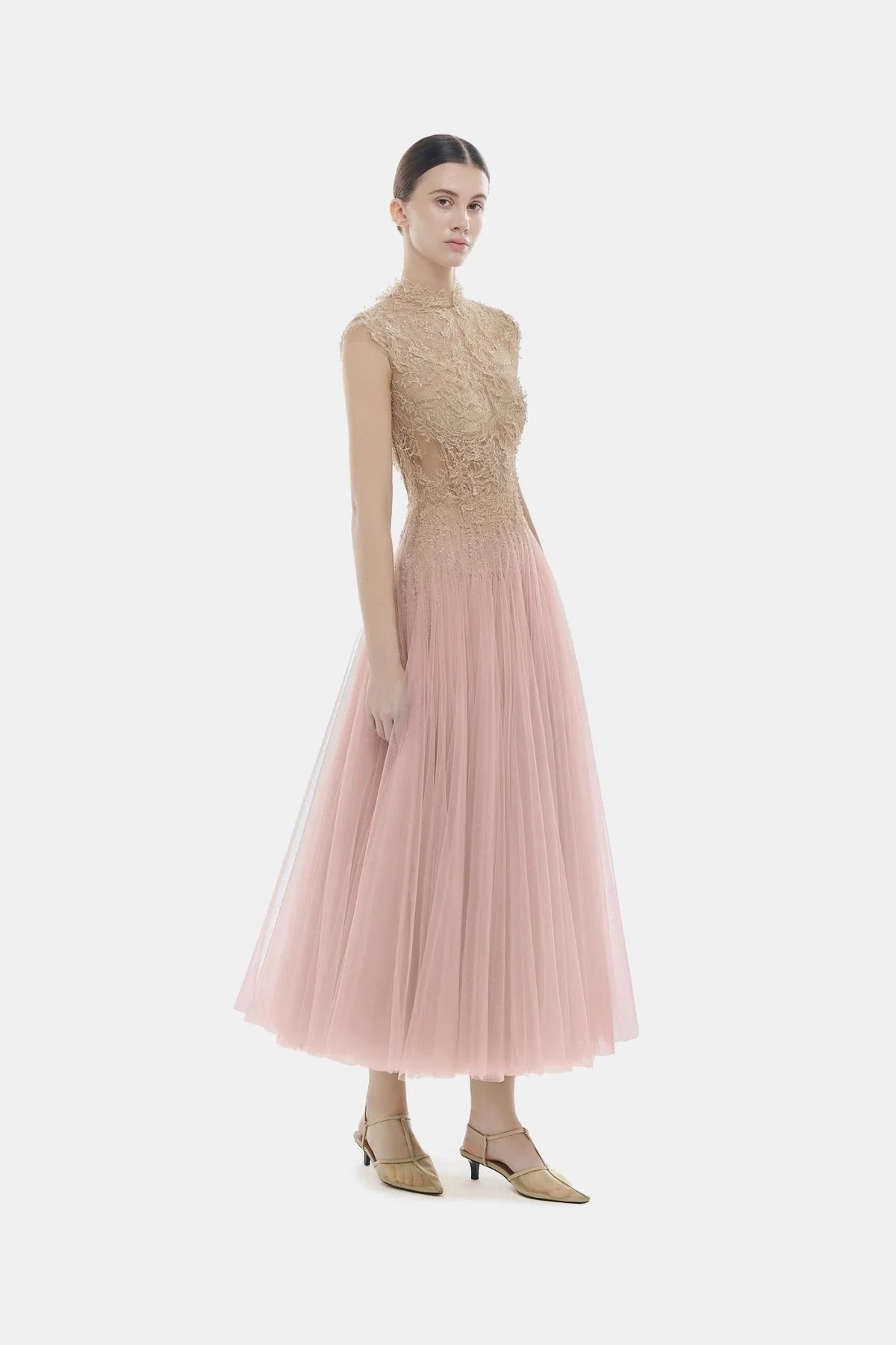 [品牌授权] MONTSAND Pink Ombré Cut-Out Lace Midi Dress