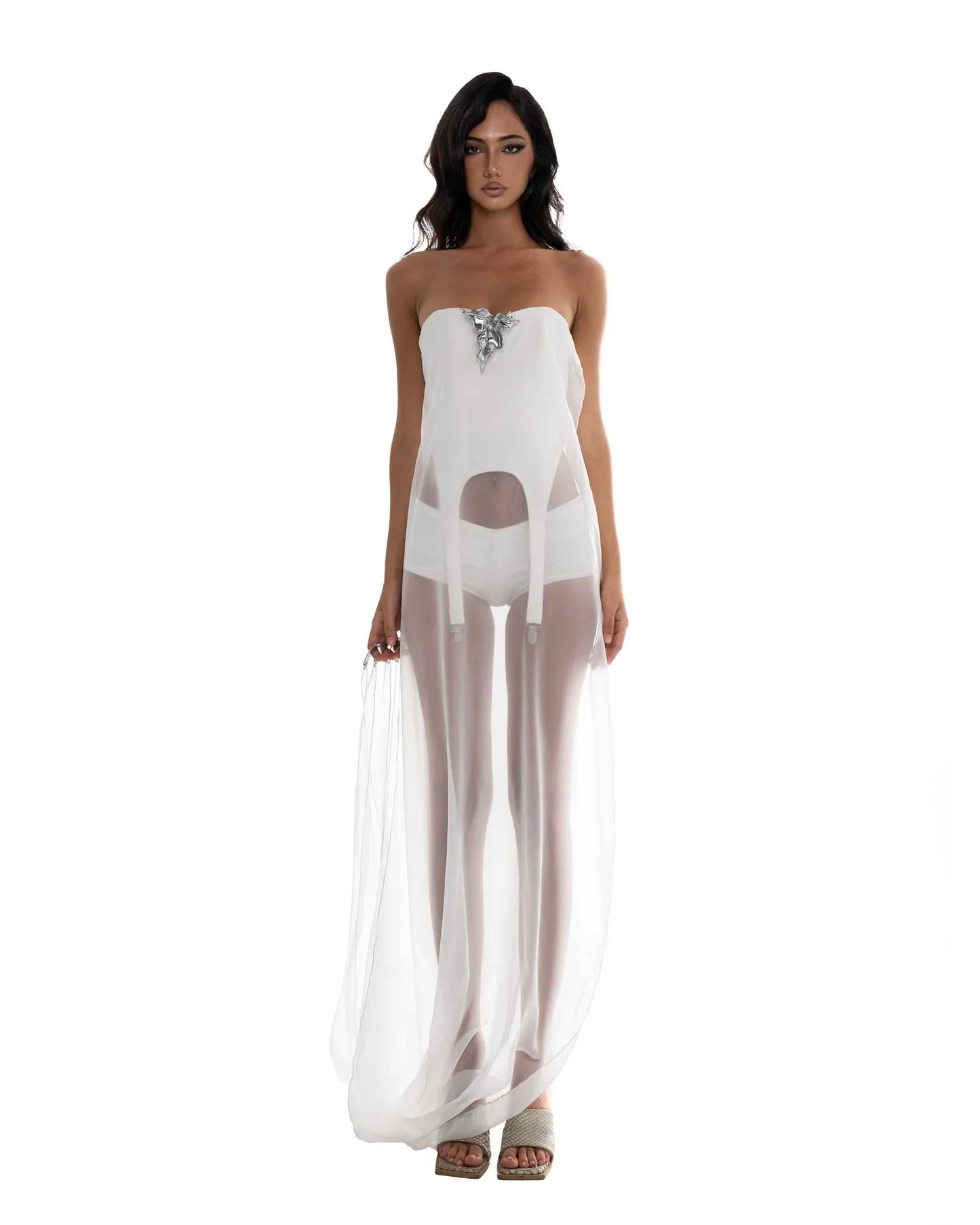 Huelleyrose Sepia Dress with Flower Pin & Comb Regular price
