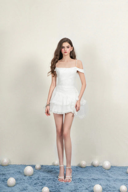 [品牌授权] CICI White HANNI Pleated Mini Dress