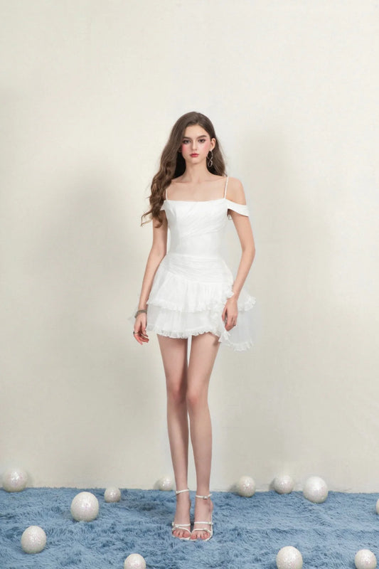 [品牌授权] CICI White HANNI Pleated Mini Dress