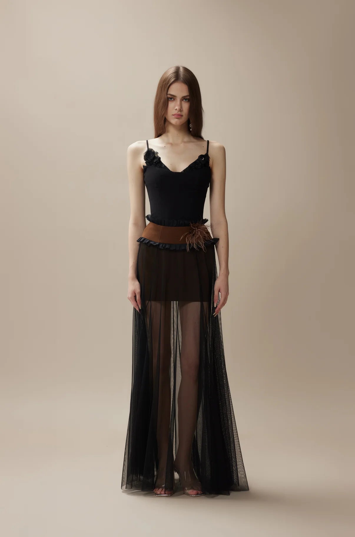 FA SOGNO Top & Maxi Skirt  - BLACK