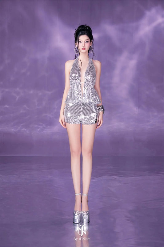 [品牌授权] By Jenny Sliver Ivy Top& Skirt Set