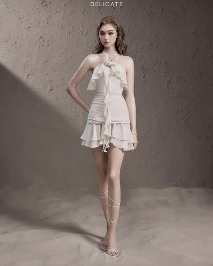 Delicate Rose halter-neck dress