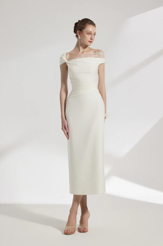 [品牌授权] BYDENIO Elysian One-shoulder Midi Dress With Lace Detail