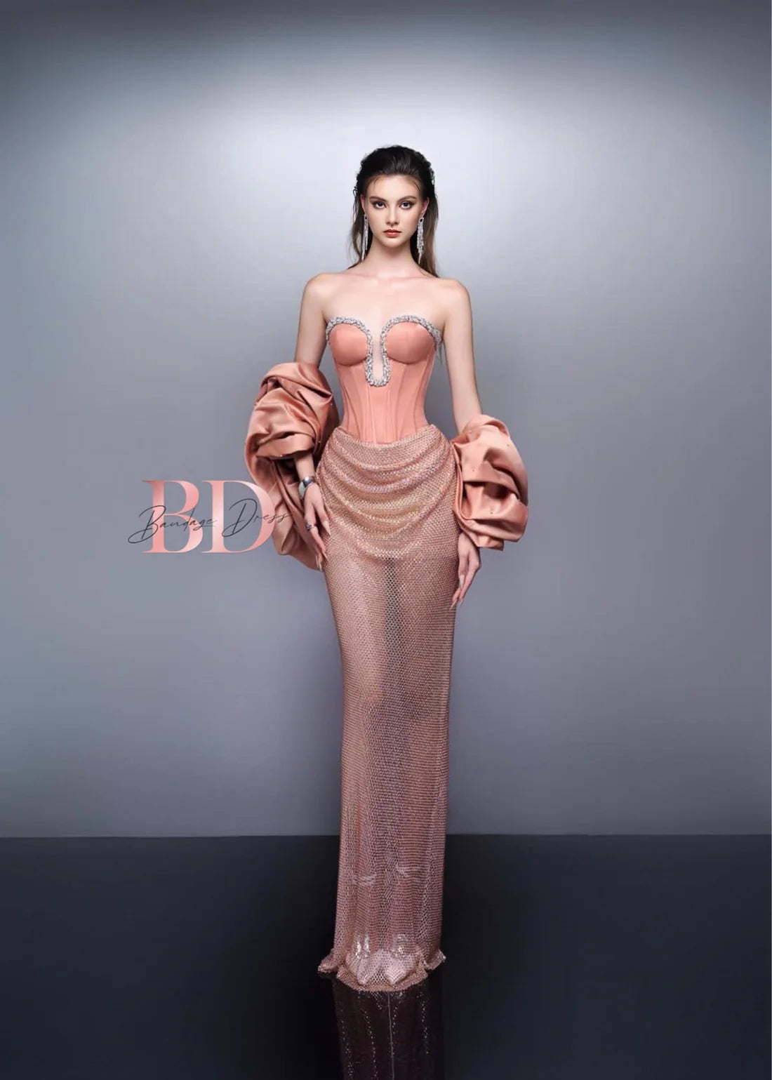 Bandage Dress Pink Diamond Set