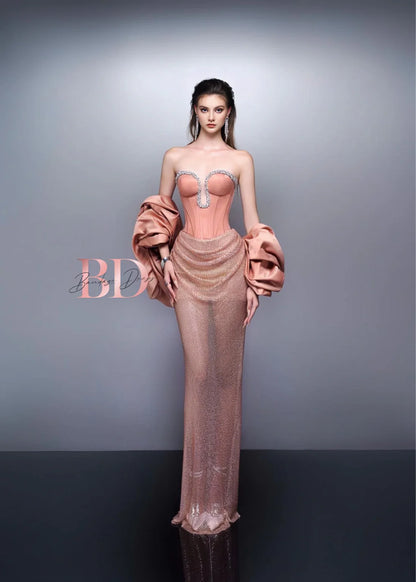 Bandage Dress Pink Diamond Set