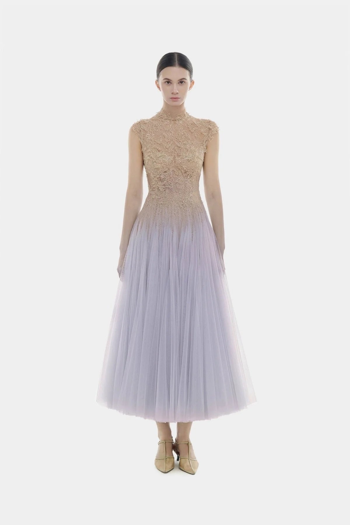 [品牌授权] MONTSAND Purple Ombré Cut-Out Lace Midi Dress