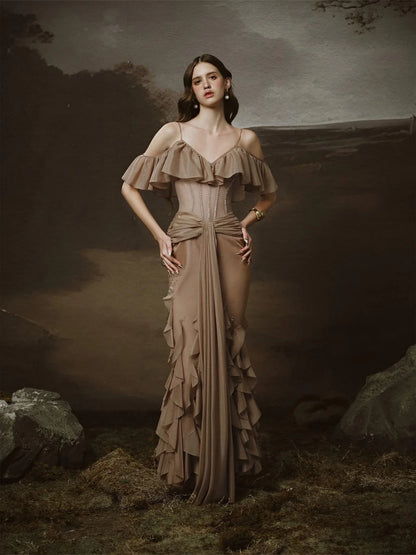 [品牌授权]LINH PHUNG Brown Gaia Maxi Dress