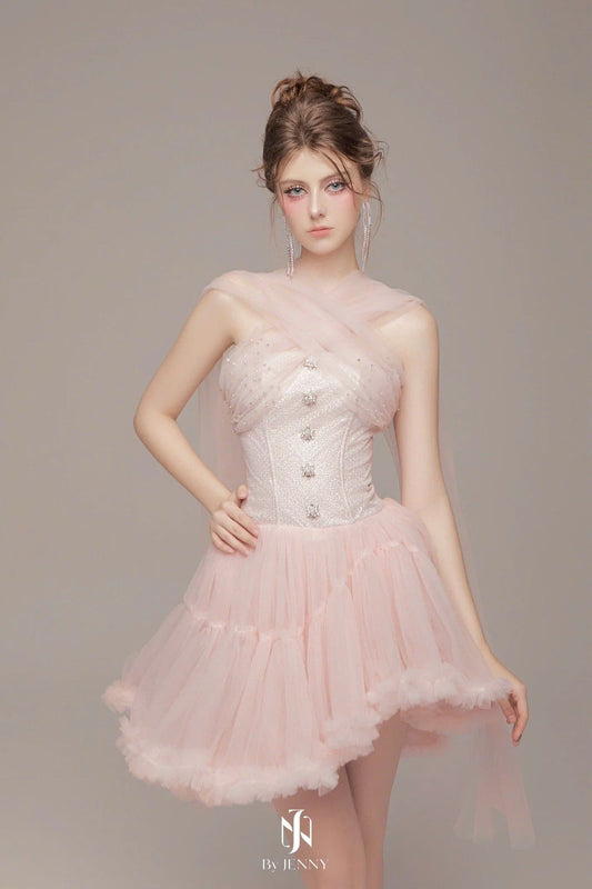 [品牌授权] BY JENNY PINK HOLLY MINI DRESS