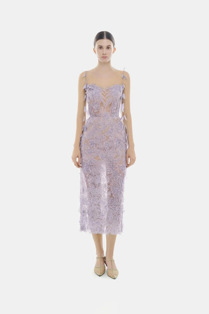purple lace pencil dress Malachi Purple Lace Midi Dress / M