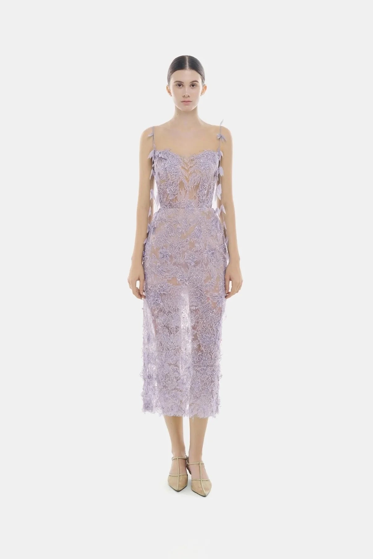 [品牌授权] MONTSAND Beaded Lace Pencil Dress - Purple
