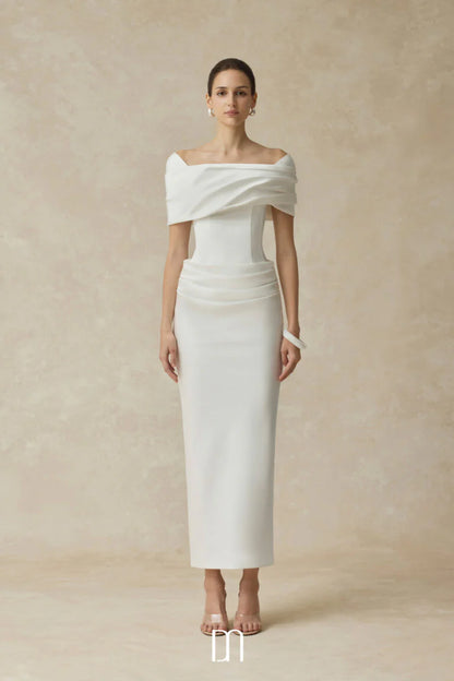 BYDENIO Solora Bodycon midi dress with shoulder-hip draping