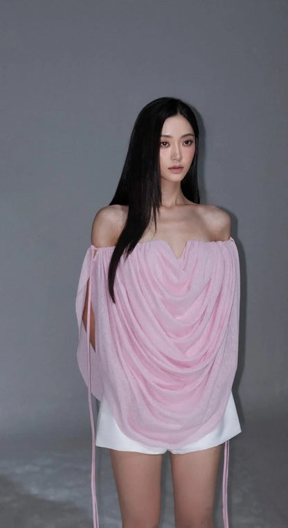 OIA Naseria Off-shoulder Top -pink