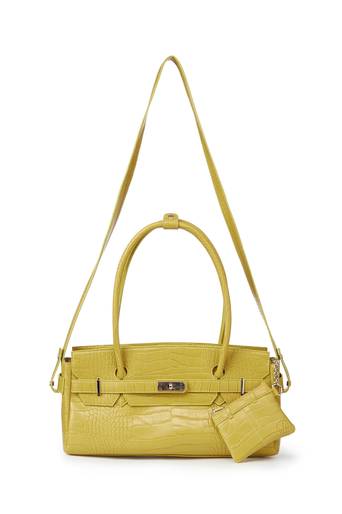 CROCODILE PATTERN TWO-WAY BAG IN MUSTARD — image 6