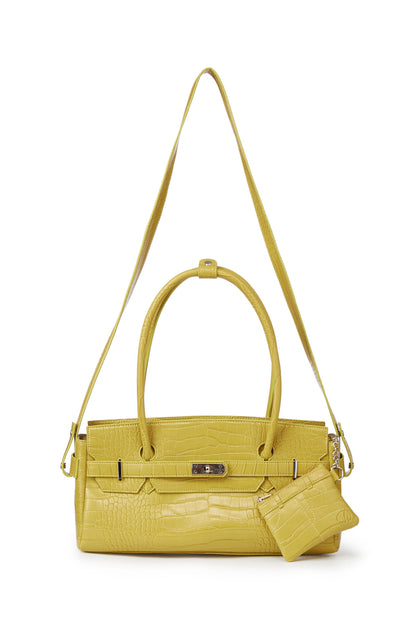 CROCODILE PATTERN TWO-WAY BAG IN MUSTARD — image 6