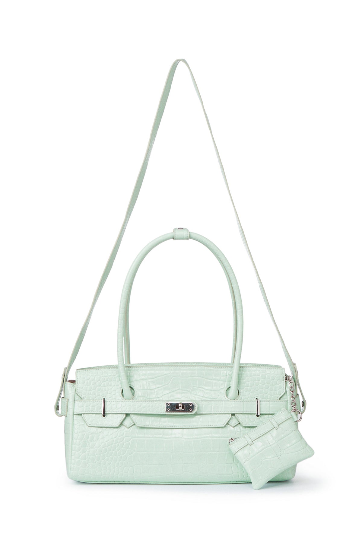 CROCODILE PATTERN TWO-WAY BAG IN MINT — image 6