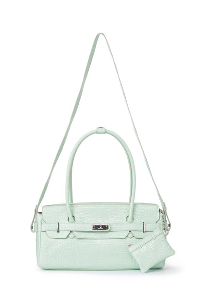 CROCODILE PATTERN TWO-WAY BAG IN MINT — image 6