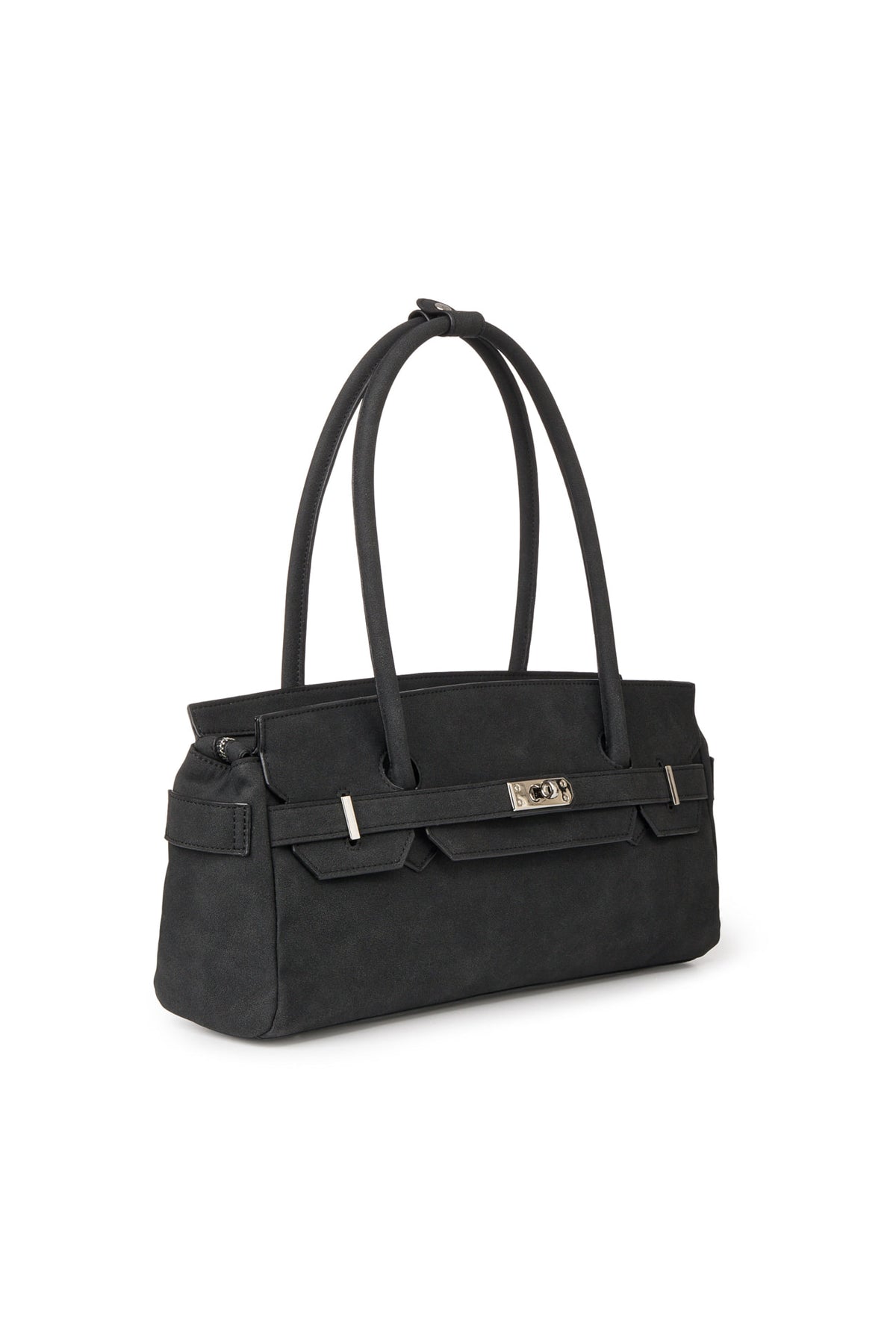 FAUX SUEDE TWO-WAY BAG IN BLACK — image 6