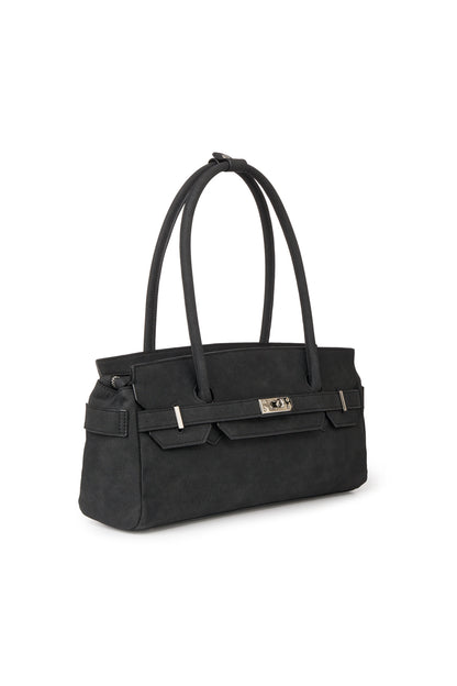 FAUX SUEDE TWO-WAY BAG IN BLACK — image 6