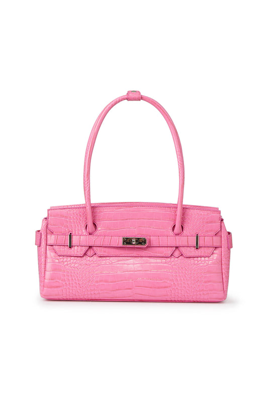 CROCODILE PATTERN TWO-WAY BAG IN PINK — image 1