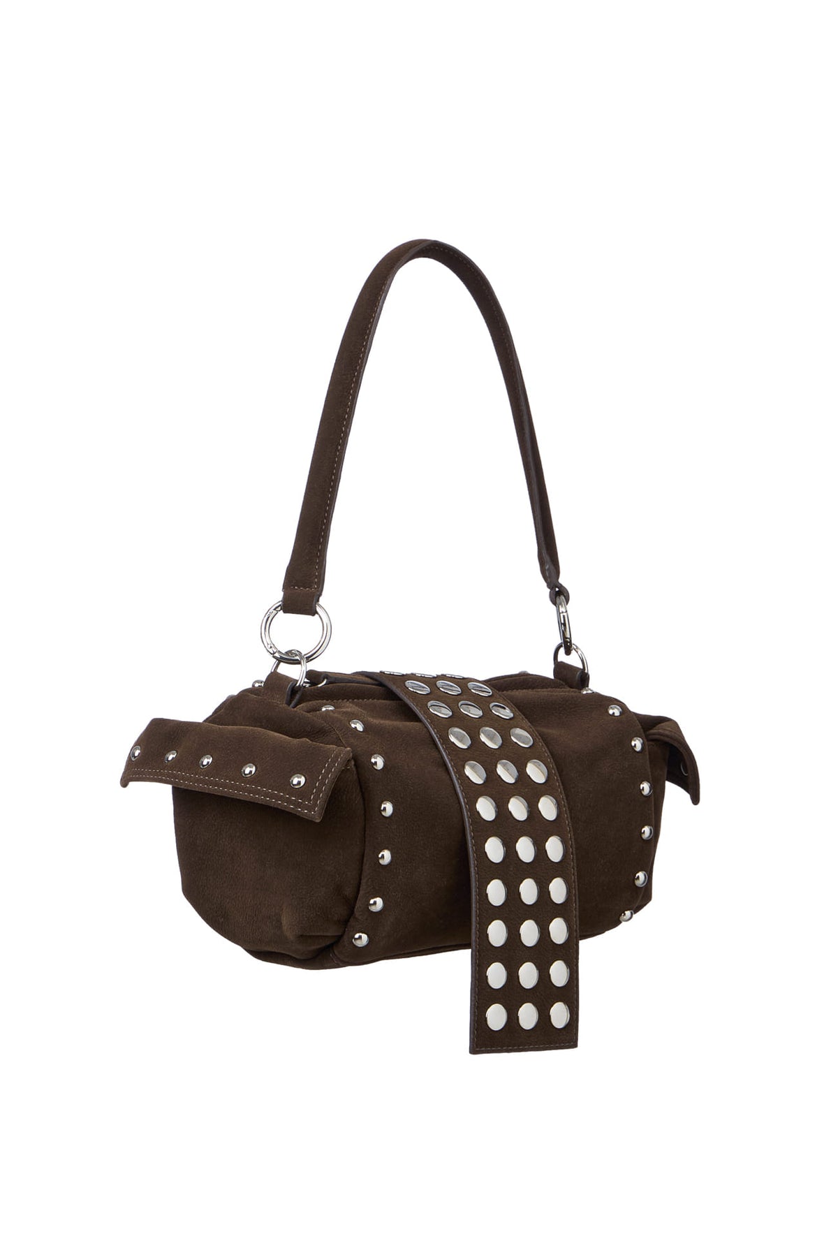 TWO-WAY STUD MINI BAG IN BROWN — image 4