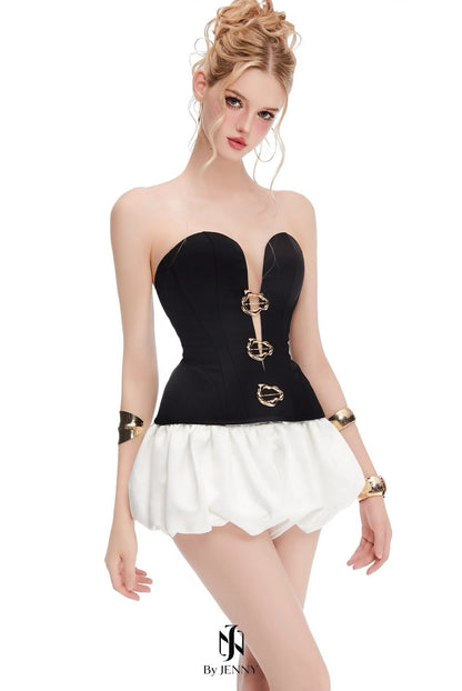 [品牌授权] BY JENNY Black Maya Top & Mini Skirt