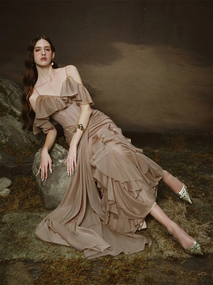 [品牌授权]LINH PHUNG Brown Gaia Maxi Dress