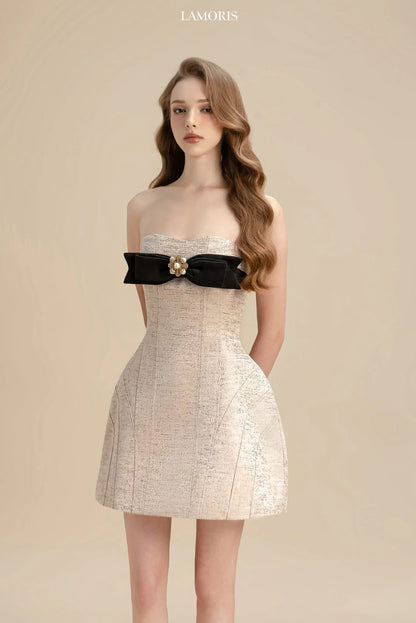 LAMORIS Pieces Black Bow Dress