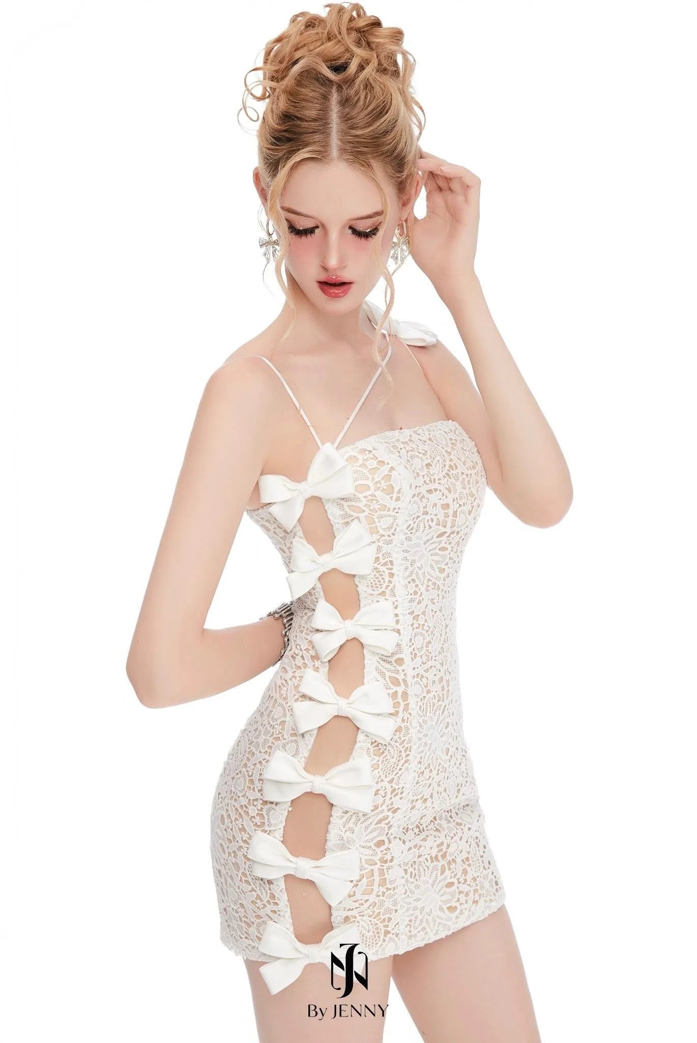 [品牌授权] BY JENNY White Bow Mini Dress