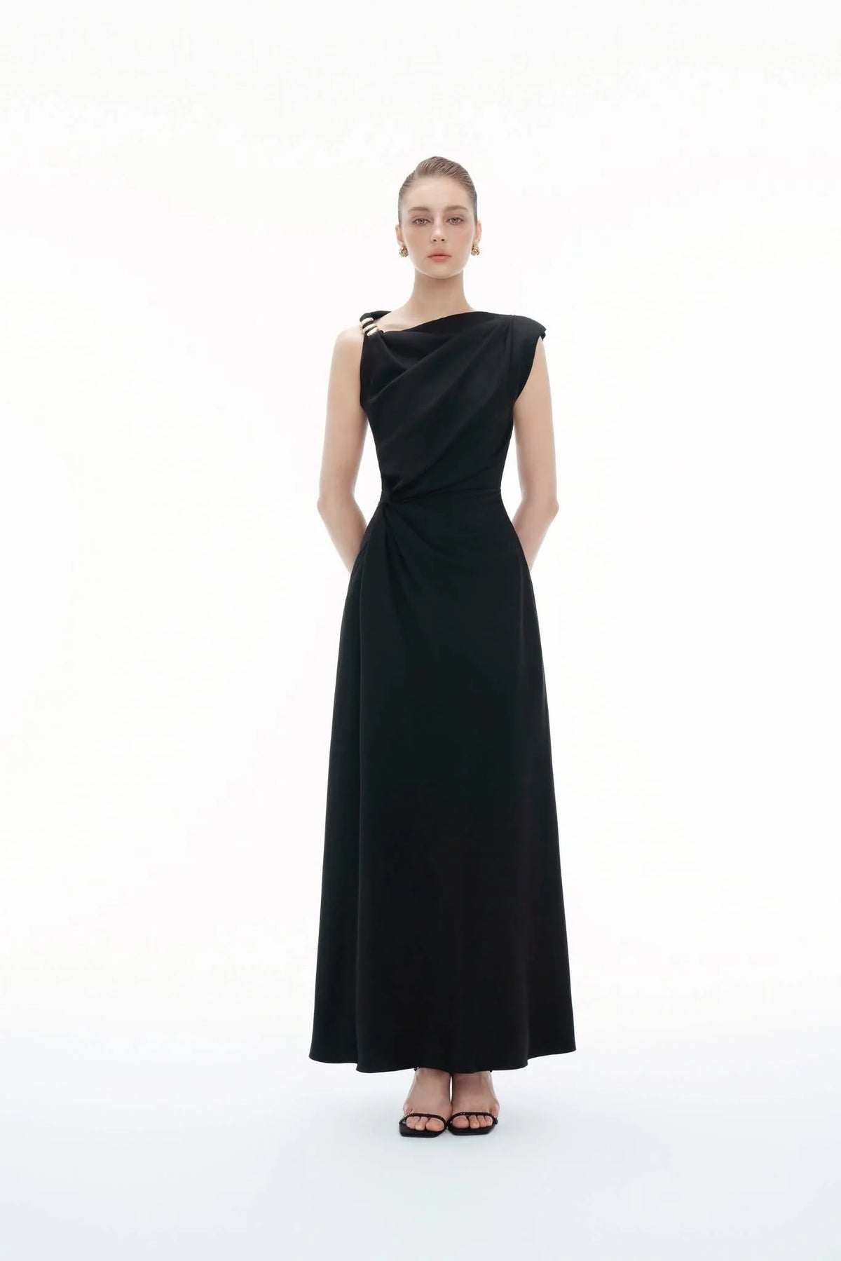 BYDENIO Twisted midi drape dress
