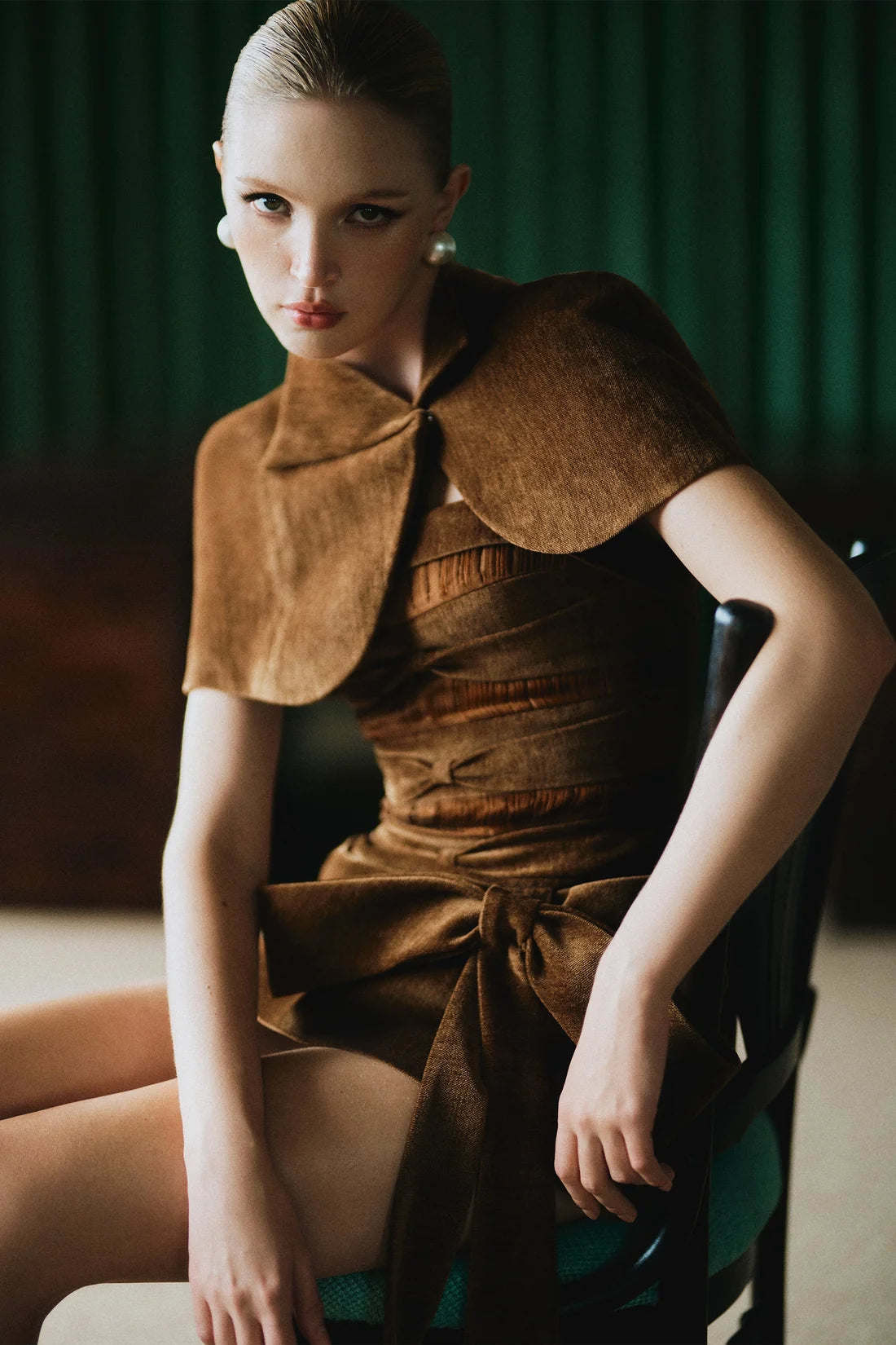 CICI KENNEDY Velvet Mini Dress with Cape