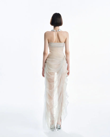 [品牌授权] MUST HAVE Strapless Color-Blocked Mesh Dress Regular price