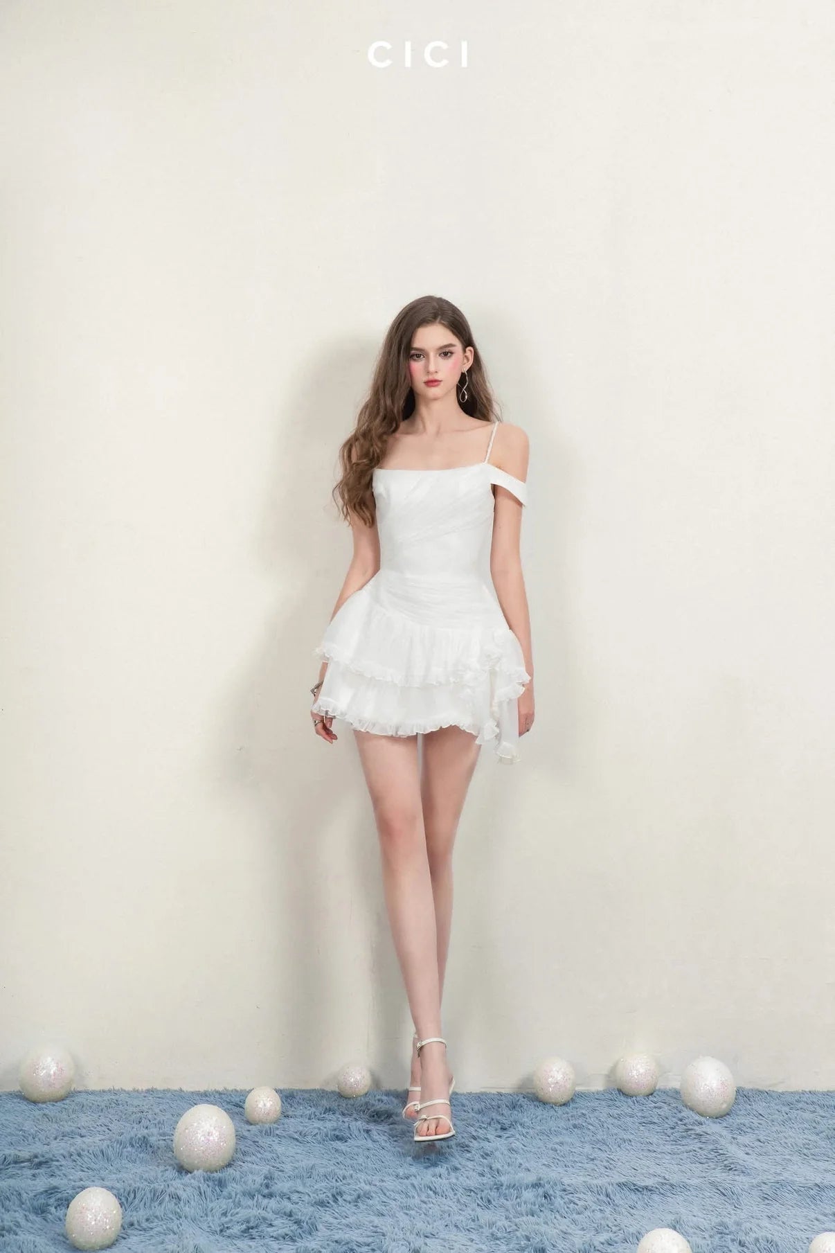 [品牌授权] CICI White HANNI Pleated Mini Dress