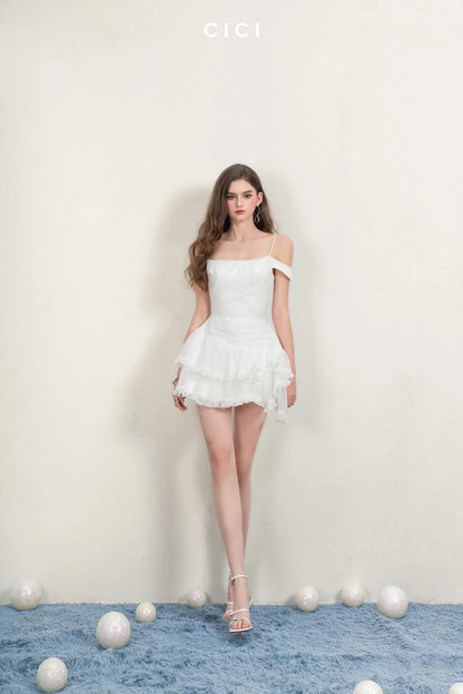 [品牌授权] CICI White HANNI Pleated Mini Dress