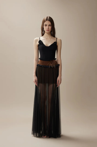 FA SOGNO Top & Maxi Skirt  - BLACK