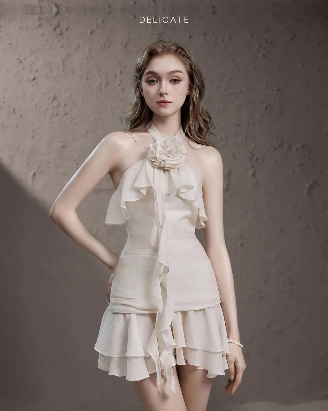 Delicate Rose halter-neck dress
