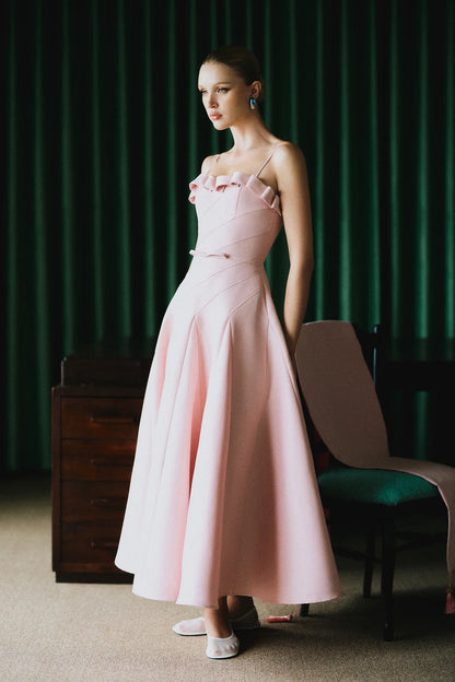 CICI CHLOE Flared Midi Dress with Cape