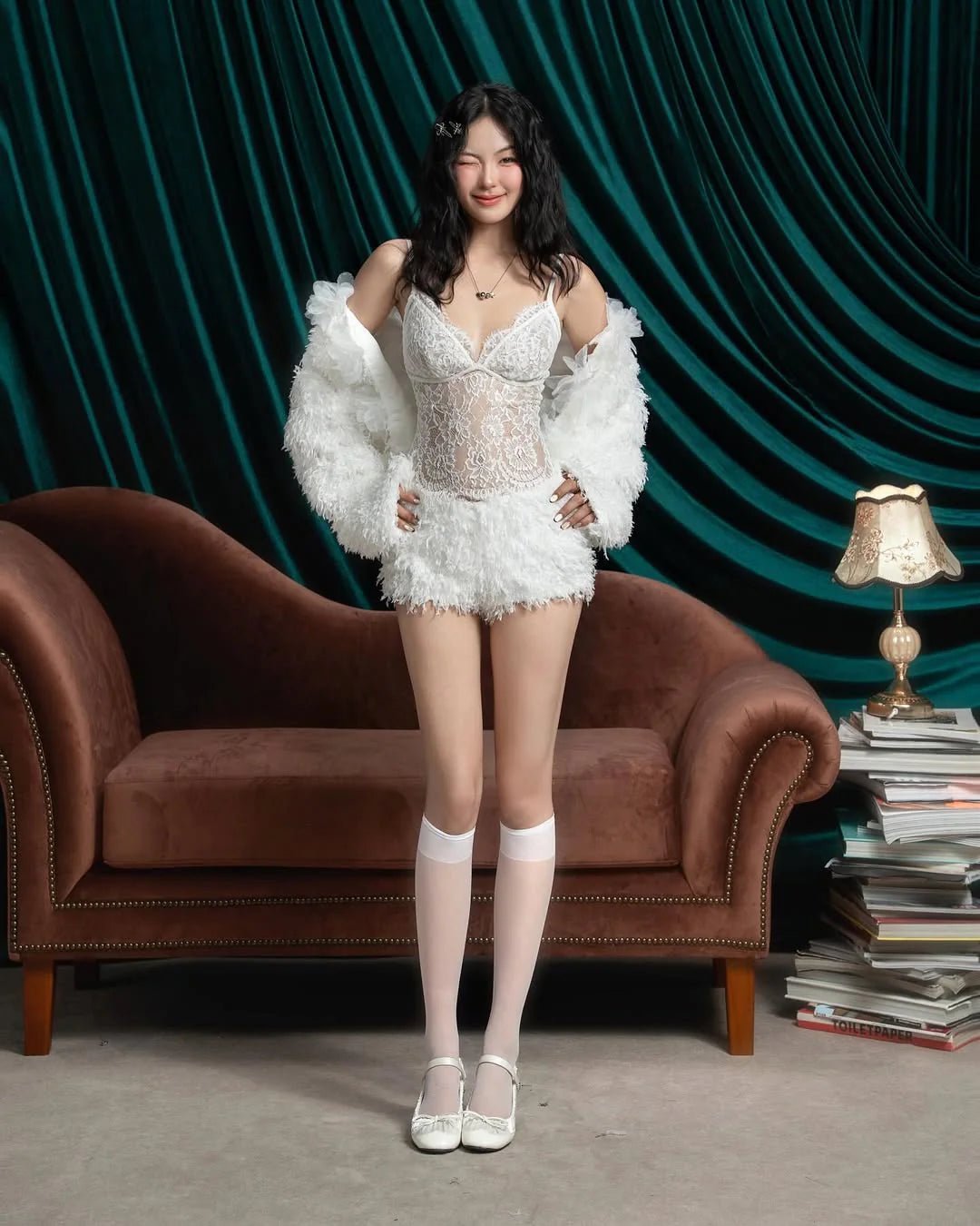 SWAN Closet Jacket & Bra Lace & Shorts