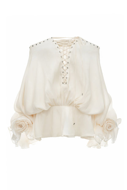 DATT [Best Seller] ORGANZA FLORRIE BLOOM BLOUSE product image
