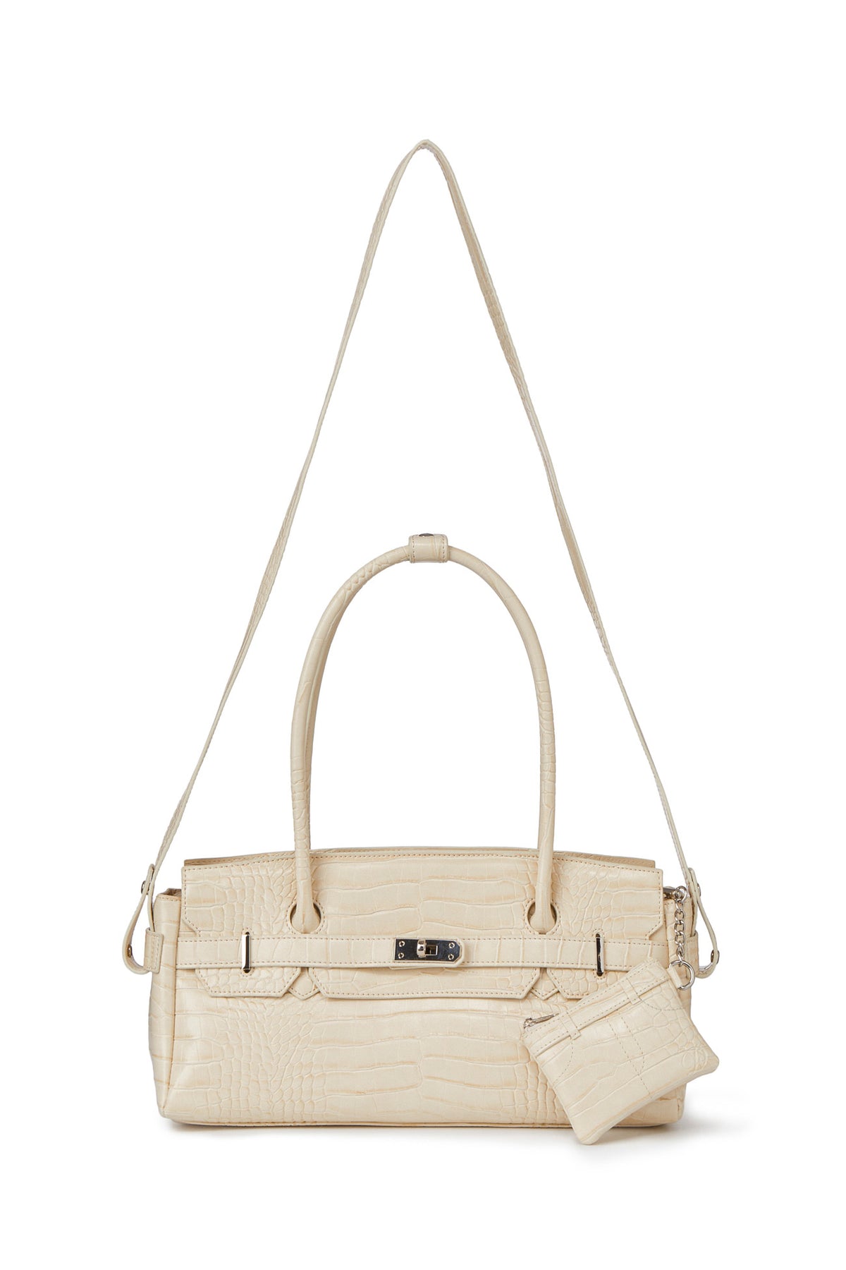 CROCODILE PATTERN TWO-WAY BAG IN CREAM — image 6