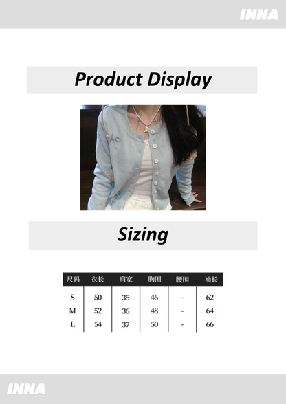 Whimsical Sky Blue Bow-Tie Cardigan