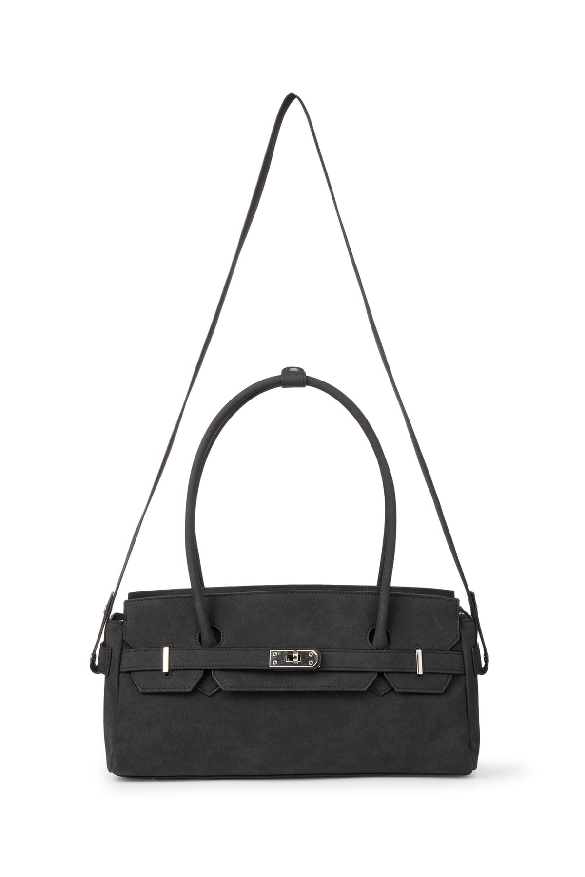 FAUX SUEDE TWO-WAY BAG IN BLACK — image 8