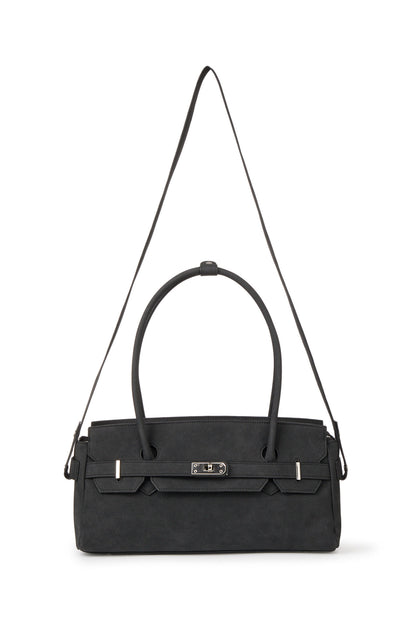 FAUX SUEDE TWO-WAY BAG IN BLACK — image 8