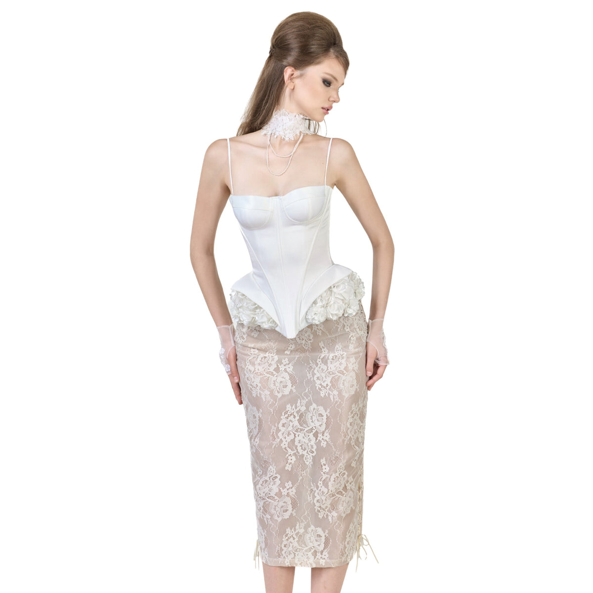 FFSD DARLING CORSET (WHITE) &  KAISA SKIRT (BEIGE) product image