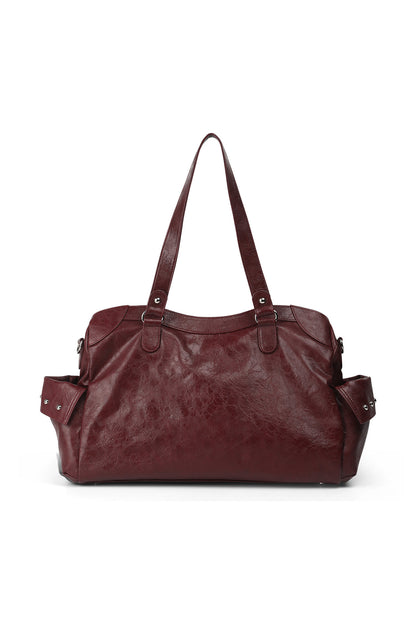 STUD POCKET BIG BAG IN BURGUNDY — image 4