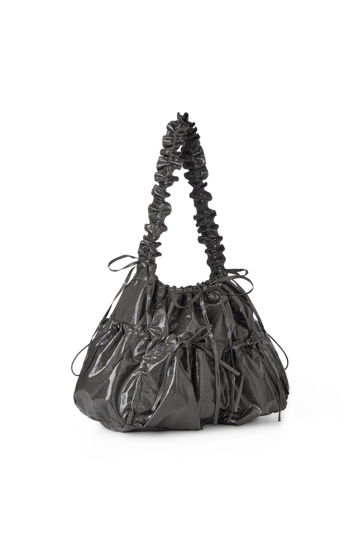 DEINET COATING SHIRRING BAG IN CHARCOAL — image 3